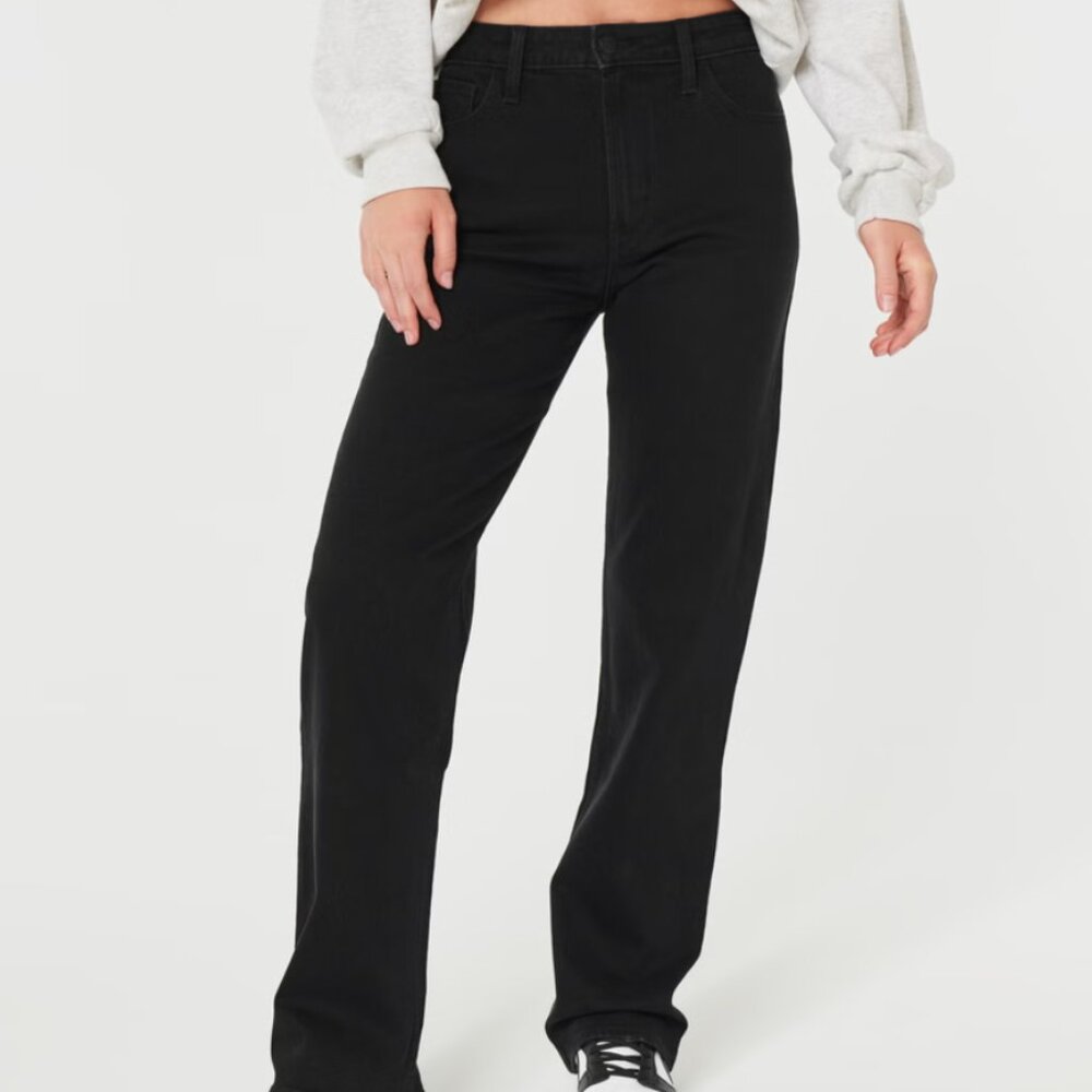 Hollister Ultra-High Rise Black Dad Jeans, Size 4 Long/27 Long